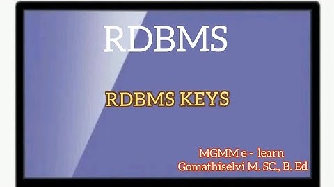 RDBMS keys/ KEYs in RDBMS/ Types of keys in DBMS.... Tamil