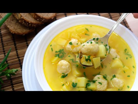 Видео рецепт Куриный суп с сырными шариками и картофелем