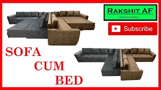 Dual corner sofa cum bed with leather fabric