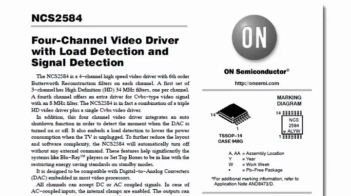 Video Datasheet of the NCS2584 Video Driver IC