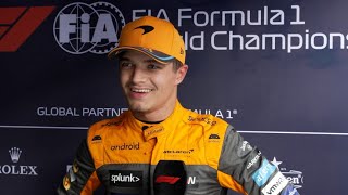 Lando Norris interview about carrying damage from Q1 trip through the gravel throughout qualifying