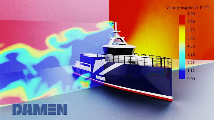Damen Shipyards - Wind study on a slender boat using Computational Fluid Dynamics
