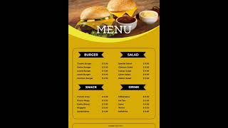 Food Menu Template,Coffee Menu Template, DIY Restaurant Menu, Cafe Menu