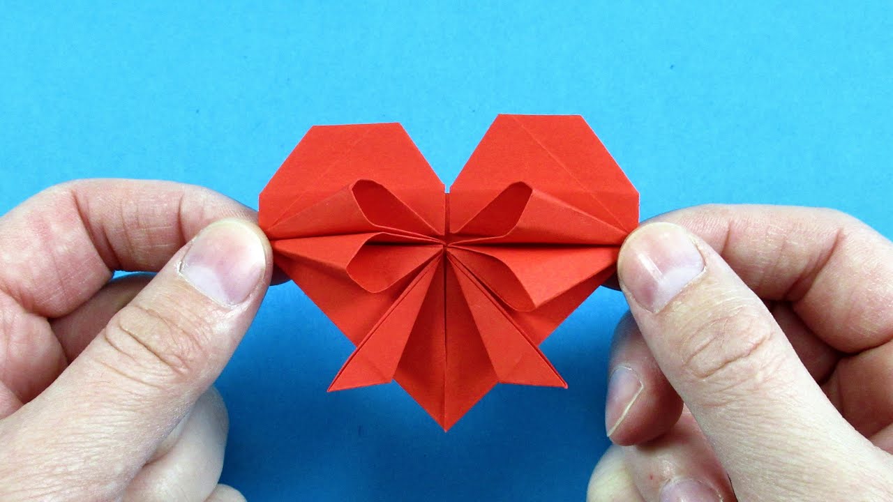 How to make origami heart with bow