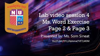 Lab 4 Ms. Word, Exercise Page 2 and Page 3