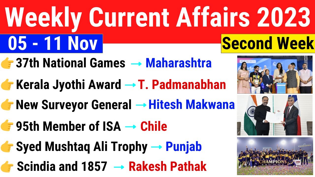 November 2023 Weekly Current Affairs | 05 To 11 Nov Current Affairs ...
