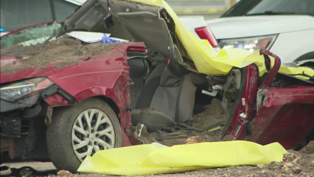 Woman killed when dump truck involved in 4-vehicle crash falls onto her ...