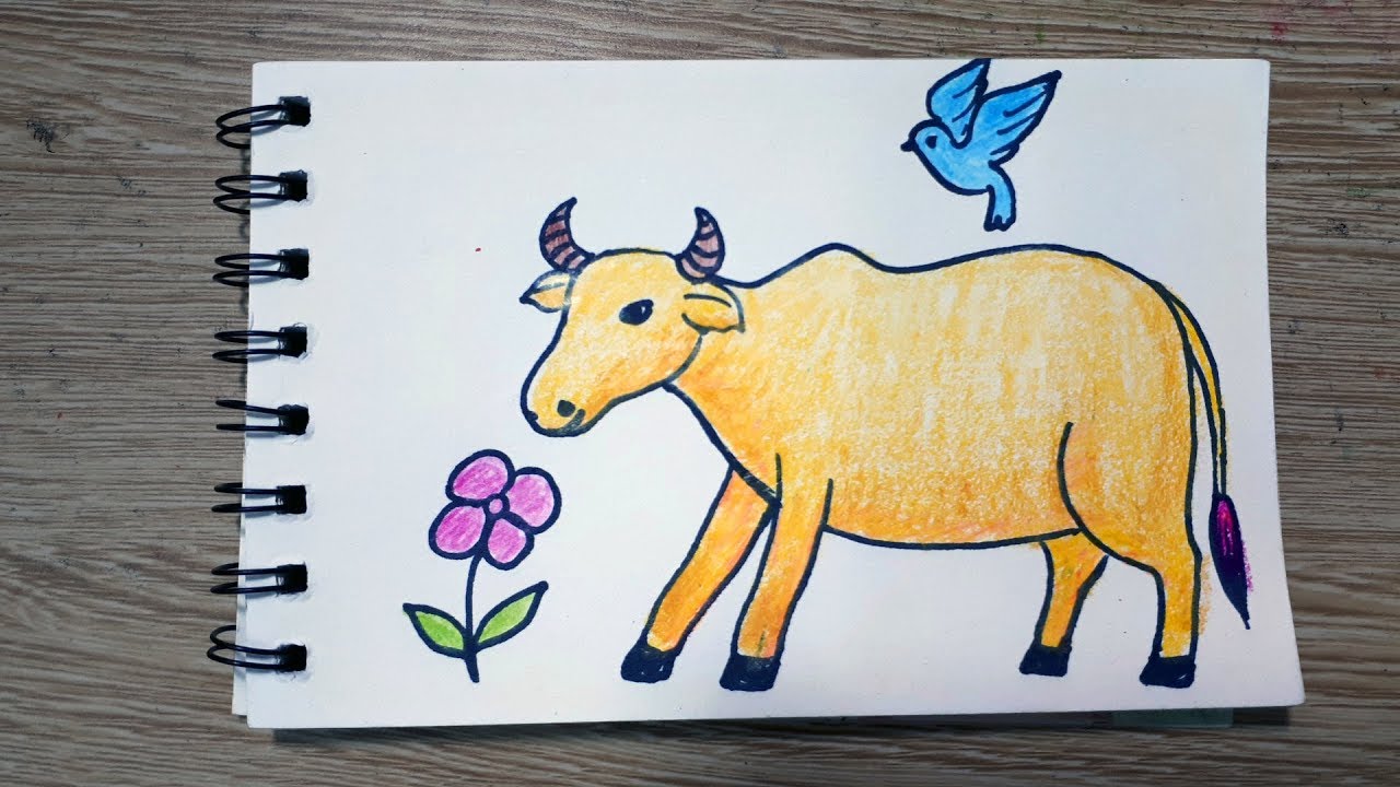 How To Draw A Cow And Bird || Draw for Kids - YouTube