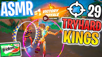 ASMR Gaming 😴 Fortnite Tryhard Kings Win Relaxing Gum Chewing 🎮🎧 Controller Sounds + Whispering 💤