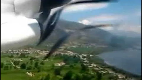 Take off from Ioannina (LGIO) with an insect on the external window of a Dash 8 Q400