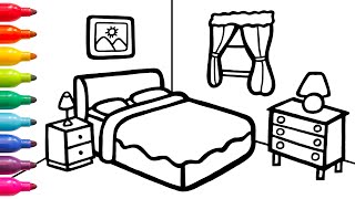 Bedroom Drawing, Coloring For Children & Learn Furnitures | Magic Fingers Art #06 screenshot 5