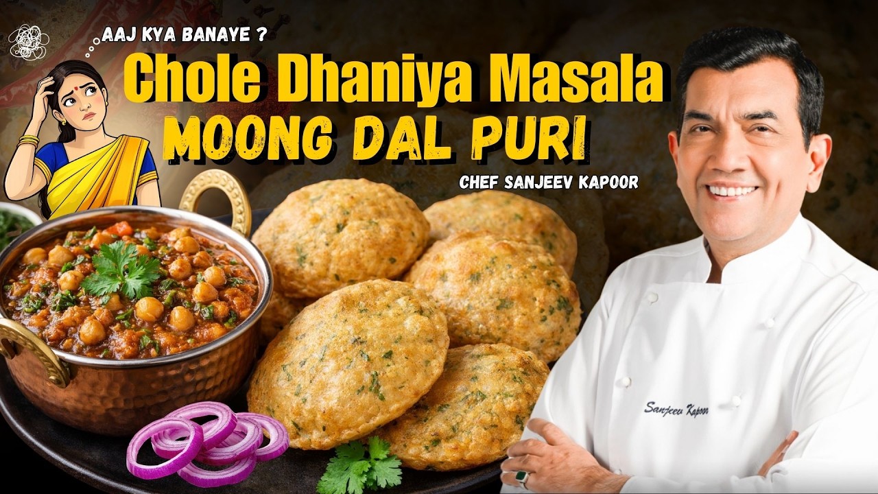 Restaurant Style Dhaniya Chole With Moong Dal Poori | North Indian Combo By Chef Sanjeev Kapoor