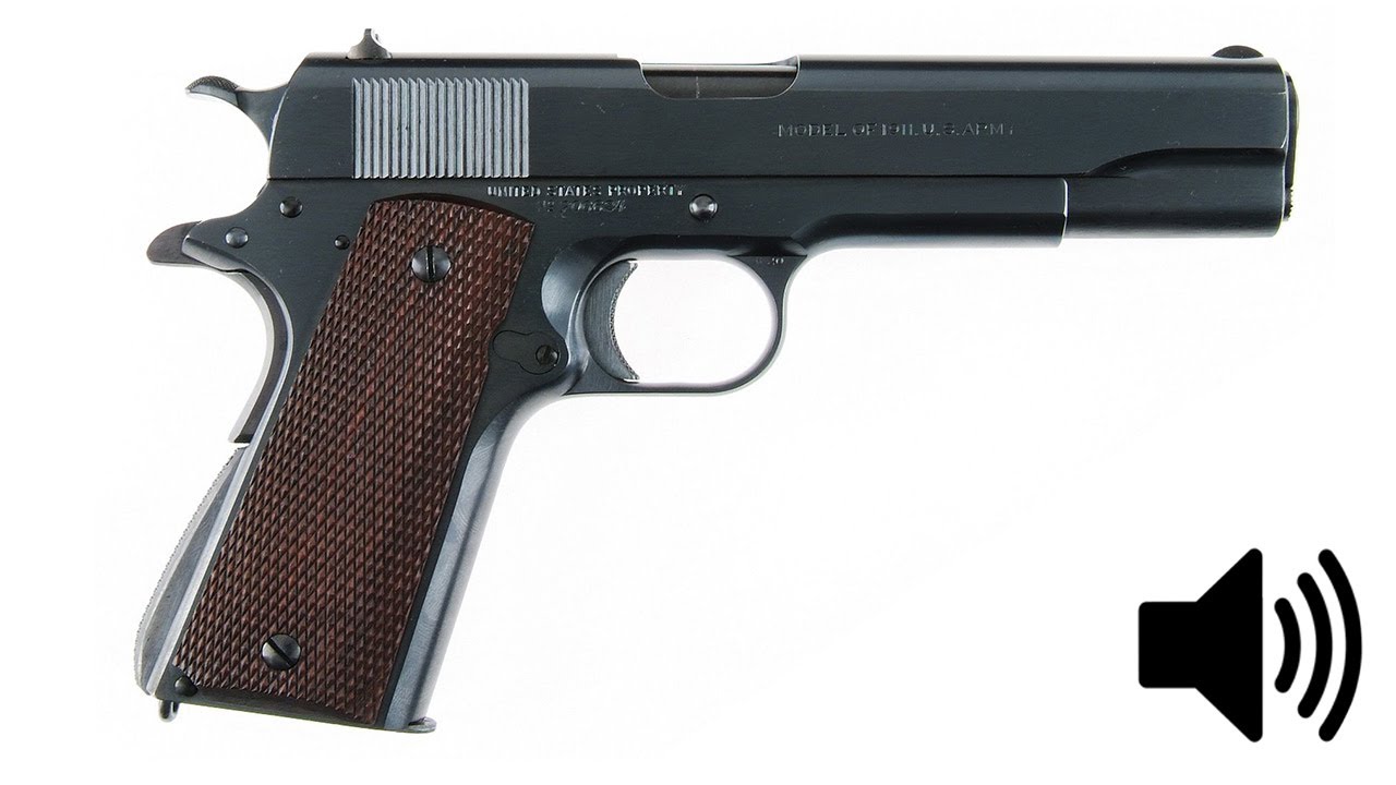 Pistol Colt 1911 (Sound effect) sounds of gunshots, pistol reloading