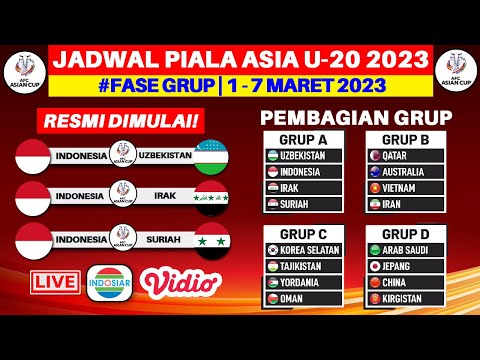 Jadwal Piala Asia U 20 2023 - Indonesia vs Uzbekistan - Indonesia vs Irak - Piala Asia U20 2023