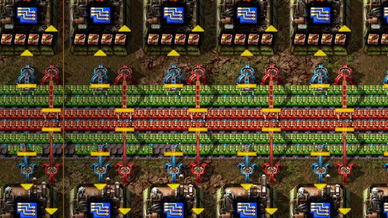 Mass Producing Red and Blue Circuits | Factorio - YouTube