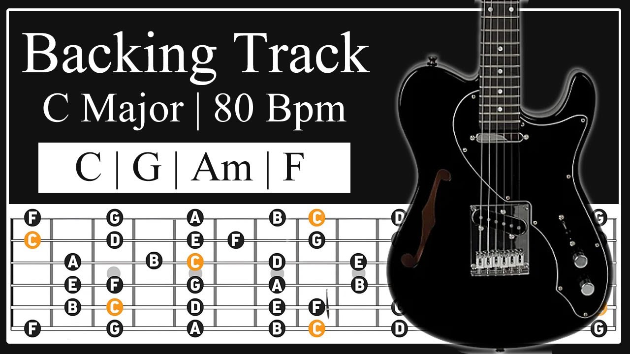 C Major Guitar Backing Track |  80 Bpm