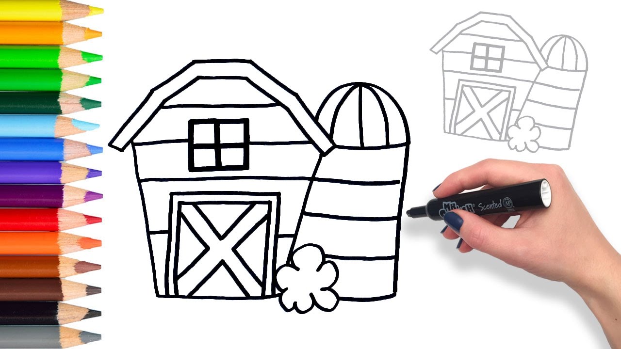 Learn How to draw Farm Animal Barn | Teach Drawing for Kids and