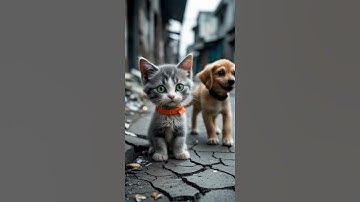mèo và cún con đi dạo #ai #cat #catlover #shortvideo #cute #sad #cutecat #shorts #short #dog