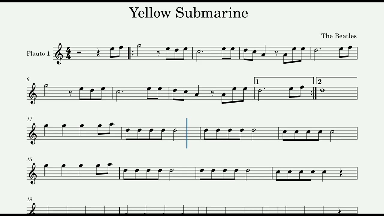 Yellow Submarine - Flauto 1 Slow (Score)