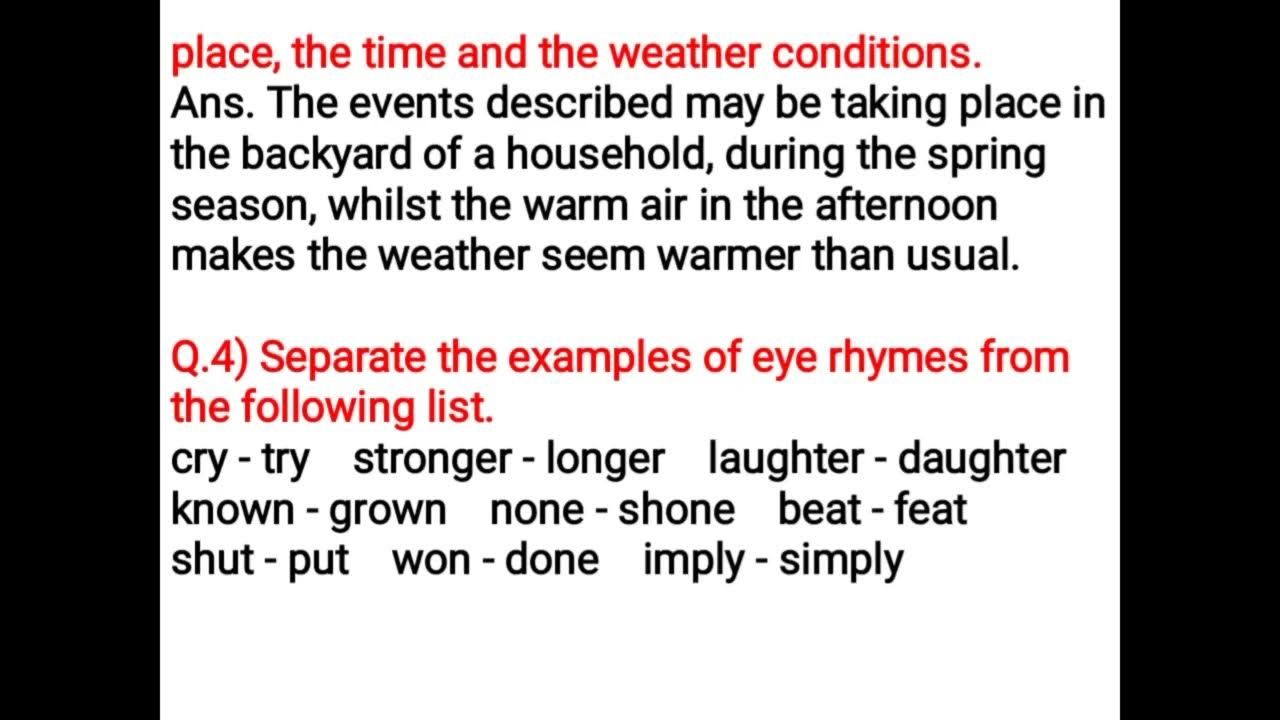 Class 6 English Ch 2.1 The Clothesline Questions and answers 