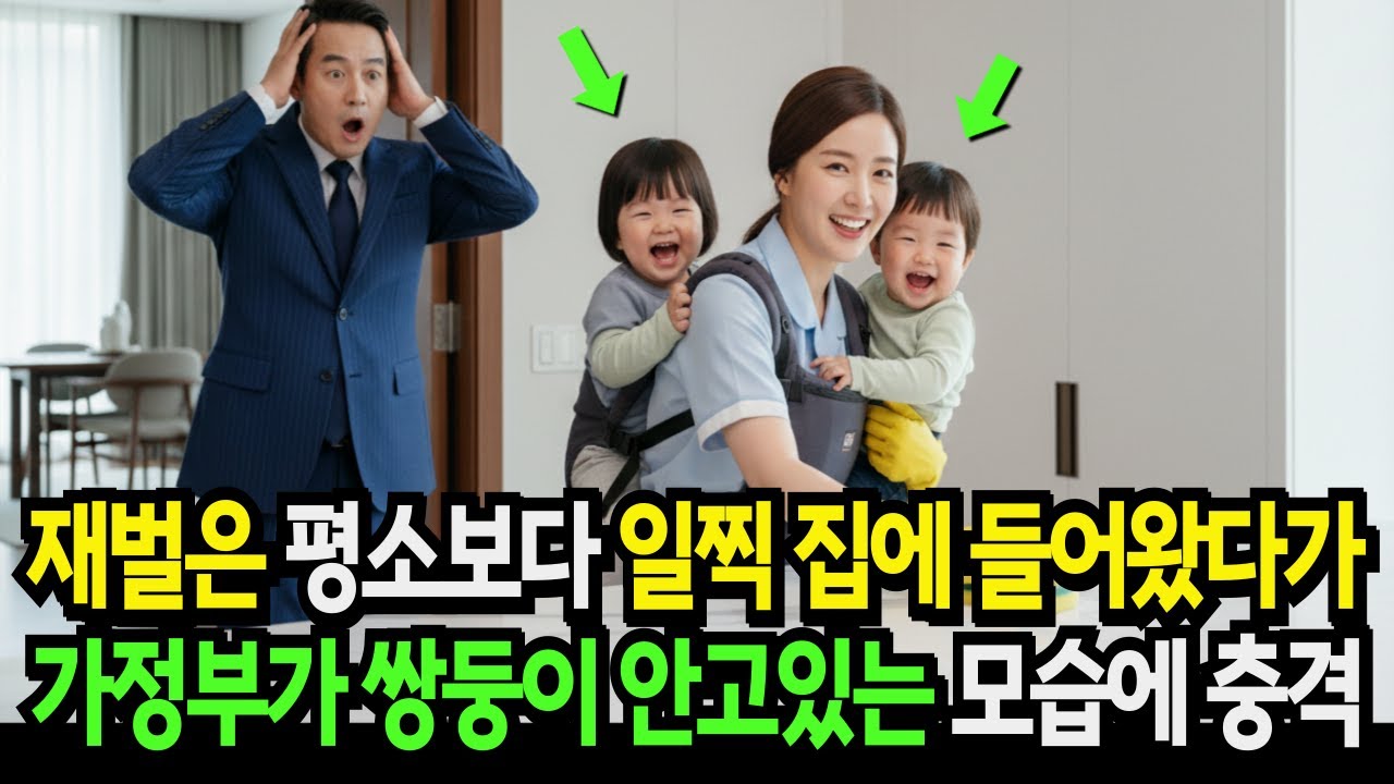 재벌은 평소보다 일찍 집에 돌아왔다가, 가정부가 자기 쌍둥이 아이들을 안고 있는 모습을 보고 충격에 빠졌다