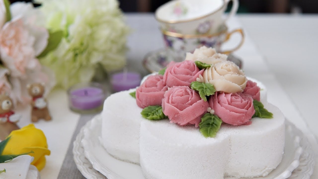첫도전, 앙금플라워 떡케이크 만들기(Flower rice cakes,꼬마츄츄) YouTube