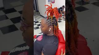 Fineapple or Pineapple?? #birmingham #locstyles #coloredhair #redhair #retwist #locs #dreads