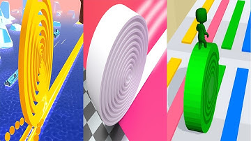 Spiral Roll VS Brick Builder VS Layers Roll - All Levels Gameplay Android iOS