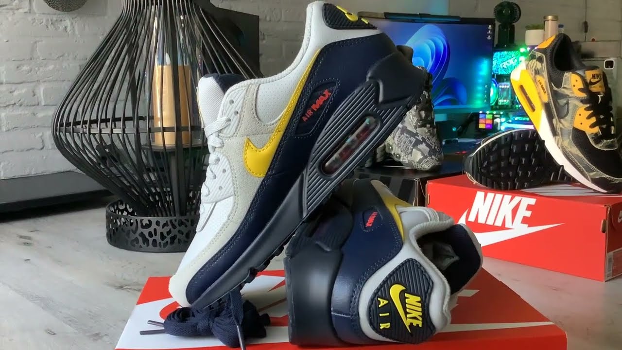 nike air max 90 grey yellow blue