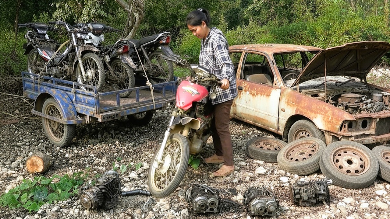 Abandoned Honda 150cc Found in the Woods Fully Rebuilt by Skilled Girl Mechanic