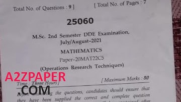 Mdu MSc Math 2nd Sem Operation Research Question Paper 2021