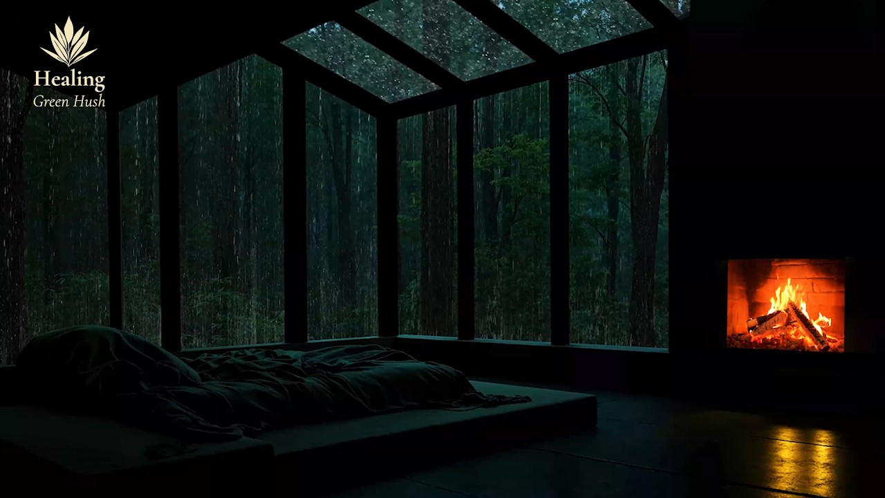 Fireplace Ambience in the Forest with Relaxing Rain Sounds (No Ads) 🌧 ...