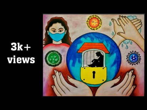 How To Make Corona Virus Awareness Poster Step By Step || Covid -19 Awareness Drawing