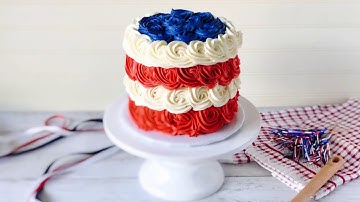 Red, White & Blue Rosette Cake Full Tutorial