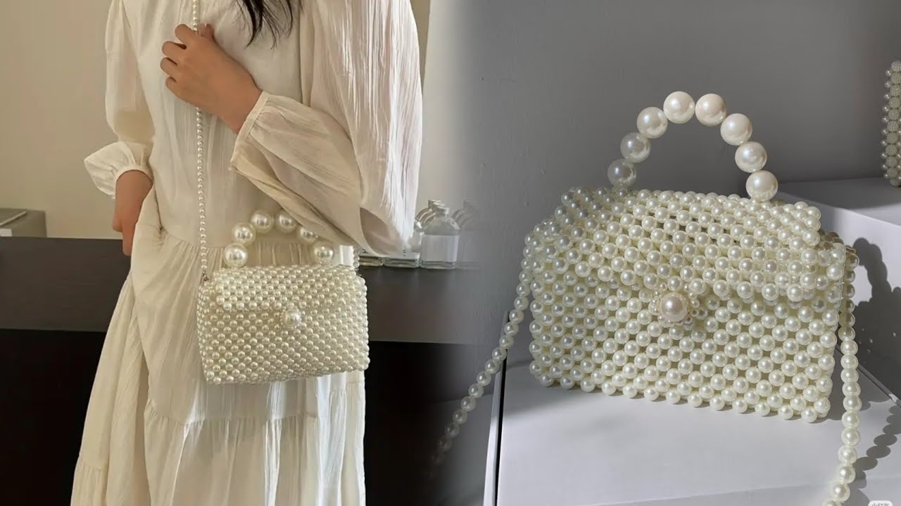 HOW TO MAKE A PEARL BEADED BAG| HOW TO MAKE A BALENCIAGA BEADED BAG #diy #viralvideo #viral #bag