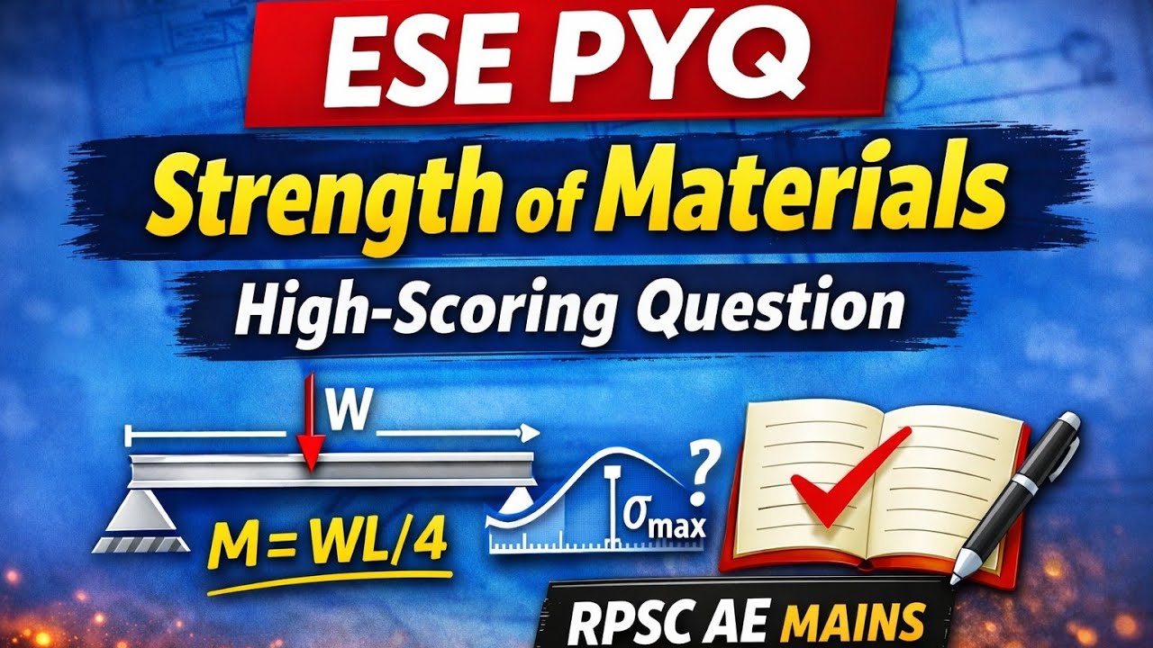 ESE PYQ (Conventional) | Strength of Materials | Q-3 | RPSC AE Mains
