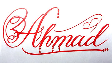 Ahmad Name Signature Calligraphy Status | How to write with Cut Maker  #calligraphy #cursive