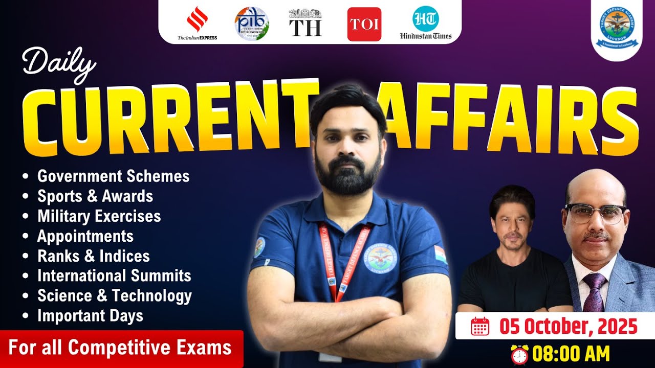 5 October 2025 Current Affairs🔥Current Affairs for NDA, CDS 2026 🔥 ...