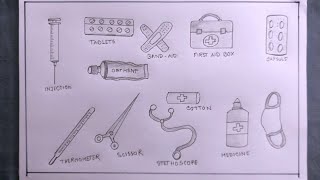 how to draw first Aid Box/how to draw first aid box items