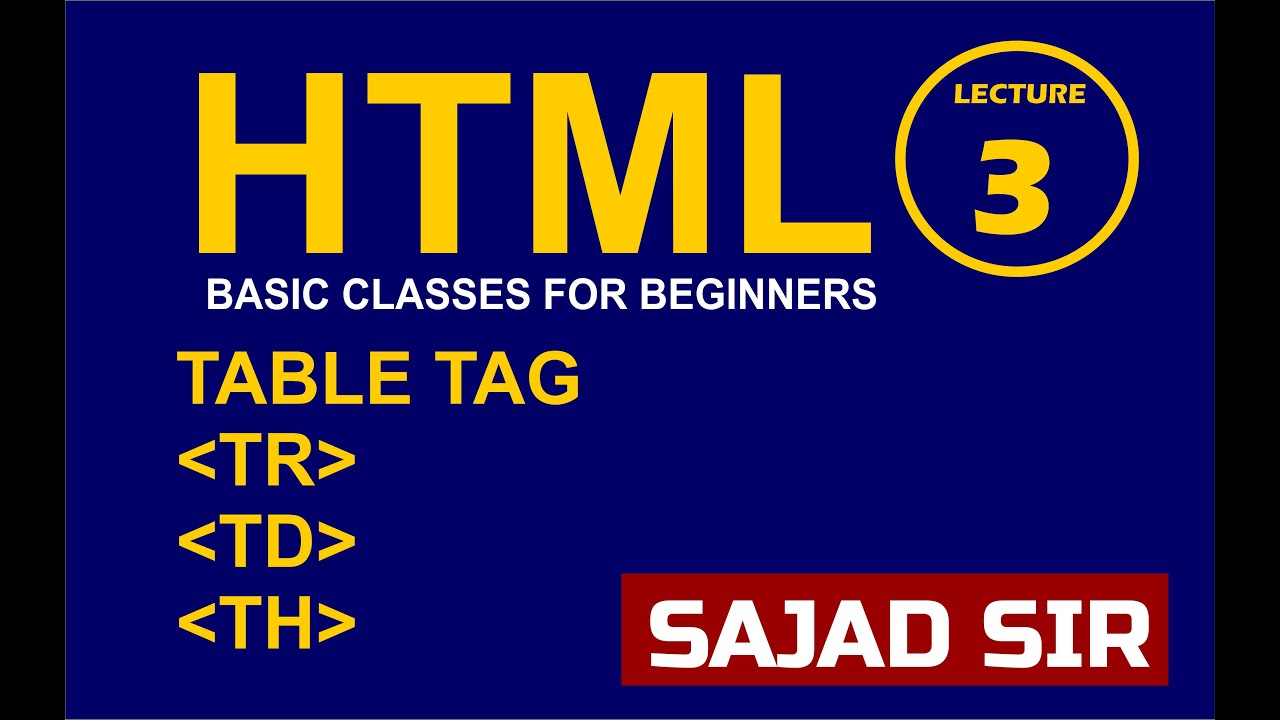 HTML Table Tag using Notepad for Beginners(Lecture 3) - YouTube