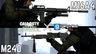 [TFA] MW2CR M16A4 & M240 - Garry's Mod Custom Weapons Mod Gameplay