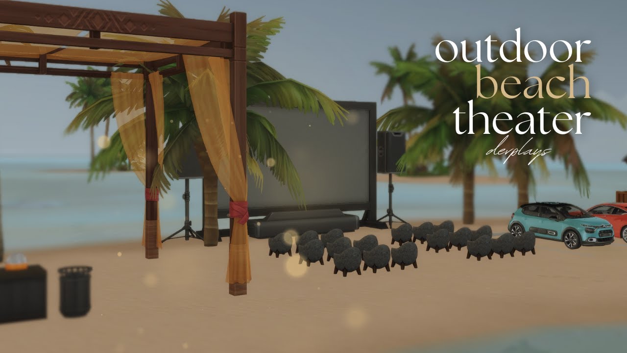 outdoor beach movie theater - the sims 4 speed build | building a save file from scratch