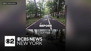 Parked cars take over a greenway in Queensbridge screenshot 1