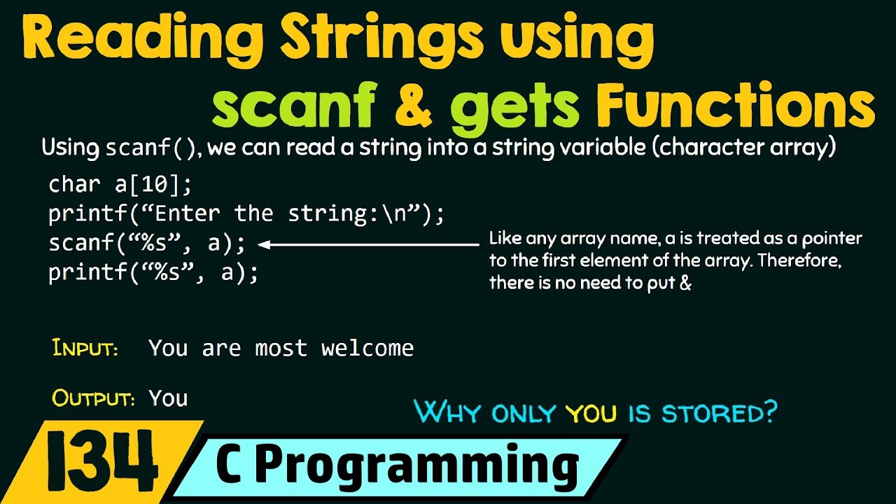 Reading Strings Using Scanf And Gets Functions Youtube