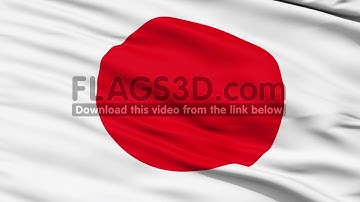 Realistic 3d seamless looping Japan flag waving in the wind.