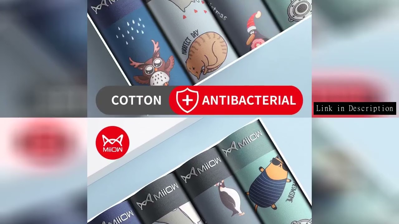 MiiOW 4Pcs Animal Print Men Underwear Boxer Shorts Youth Cotton Men Boxershorts Breathable Underpant