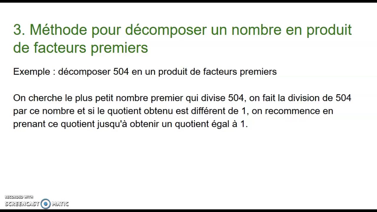 comment décomposer un nombre en produit de facteurs premiers
