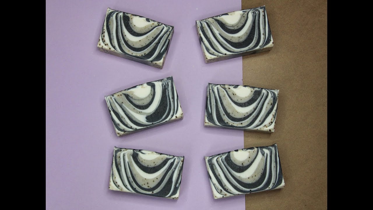 Coffee Scrub Cold Process Soap with Tiger Stripe Design