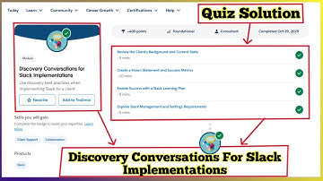 Discovery Conversations for Slack Implementations | Salesforce Trailhead | Quiz Solution