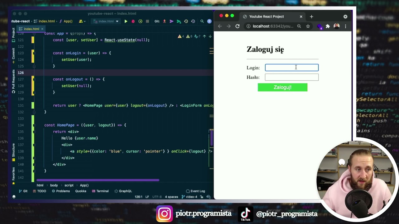 Zalogujmy naszego użytkownika | React.js